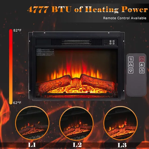 Miniatura 5 de Chimenea eléctrica de 46 pulgadas con repisa, estufa de leña portátil independiente con control remoto, inserto de chimenea de 23 pulgadas, 1400 W