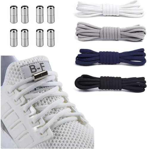 Booyckiy 4 pares de cordones elásticos sin atar, cordones sin cordones para niños, adultos y ancianos, talla única
