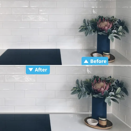 Miniatura 5 de Art3d Moldura de vinilo flexible de 30 pies para despegar y pegar para bordes de azulejos de pared, salpicaduras de cocina, marco de espejo en Blanco