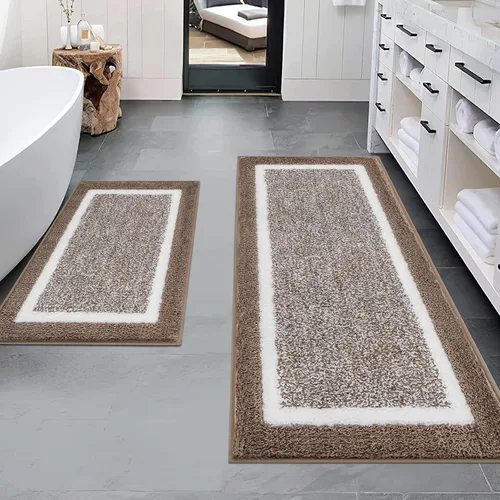 Miniatura 58 de Pauwer Juego de baño, alfombras de baño antideslizantes, alfombras de ducha absorbentes para suelo de baño, bañera y ducha, color azul aguamarina