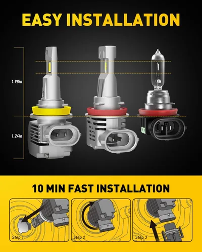 Miniatura 4 de AUXITO Bombillas LED H11, 20000 lúmenes, 100 W por juego, 6000 K blanco frío, bombillas LED H8 H9 para luces antiniebla, Plug and Play, paquete de 2