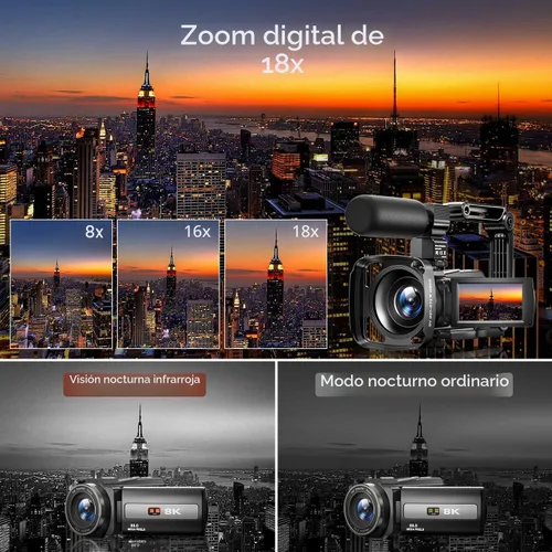 Miniatura 4 de Cámara de video 8K 88MP UHD WiFi Vlogging Cámaras para YouTube 18X zoom digital IR visión nocturna 3.0 pulgadas videocámara pantalla táctil