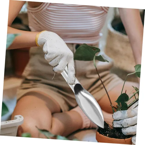 Miniatura 6 de Paleta de jardín de acero inoxidable, herramientas de mano ergonómicas para excavar y plantar plantas, palas de jardinería ligeras y portátiles