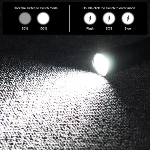 Miniatura 5 de SecurityIng EF05 Linterna magnética EDC recargable USB-C, 887 lúmenes, 5 modos de zoom, IPX-6 resistente al agua, mini linterna LED con clip, cable
