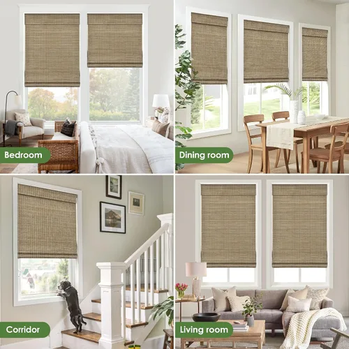 Miniatura 5 de LazBlinds Persianas romanas de bambú sin cordones, persianas de privacidad para ventanas interiores, oscurecimiento de la habitación, persianas