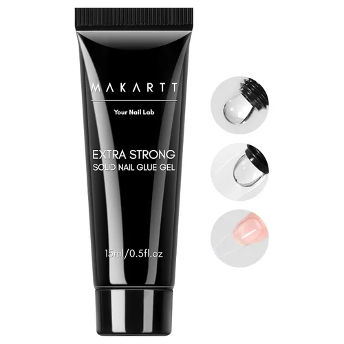 Makartt Pegamento en gel sólido para uñas: pegamento para uñas súper fuerte para uñas postizas y acrílicas, diseño de arte en uñas de gel 3D,