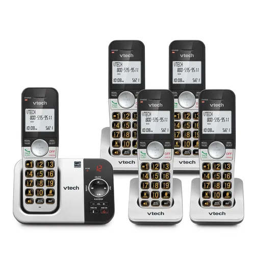 Miniatura 20 de VTech Teléfono inalámbrico de 3 auriculares con contestador, con pantalla grande y grandes botones de identificación de llamadas, altavoz