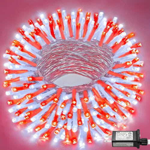 Miniatura 25 de Tira de 200 luces LED de 66 pies para exteriores, luces de Navidad conectables para interiores, cable transparente, impermeable, 8 modos de luces