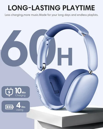 Miniatura 5 de Wentronic Y02 Auriculares con cancelación activa de ruido, auriculares inalámbricos Bluetooth 5.4 con micrófono, tiempo de reproducción de 60 horas