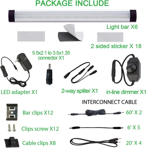 Miniatura 2 de AIBOO Kit de barra rígida de luz LED para debajo del mostrador, enchufable con cable de 12V, iluminación LED para debajo del gabinete, regulable
