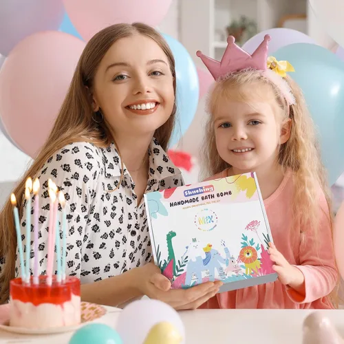 Miniatura 6 de SHUCHING 14 bombas de baño de animales coloridos para niños, bolas de baño de burbujas orgánicas para niños pequeños, juego de regalos de cumpleaños