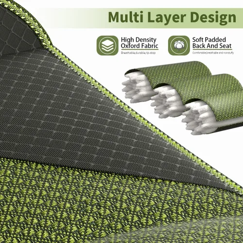 Miniatura 5 de Silla plegable resistente de capacidad de 500 libras, sillas de campamento de gran tamaño con soporte para tazas, bolsa enfriadora y bolsa