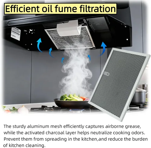 Miniatura 4 de Filtro de carbón para campana extractora, 2 unidades, reemplazo universal para filtros tipo RLX6100/RL6200, filtro de grasa y olor lavable