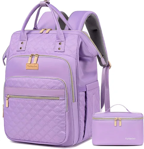 Miniatura 10 de Mochila de almuerzo, mochila para laptop de 15.6 pulgadas para mujeres, enfermeras, profesores, mochila de trabajo con lonchera aislada, Negro
