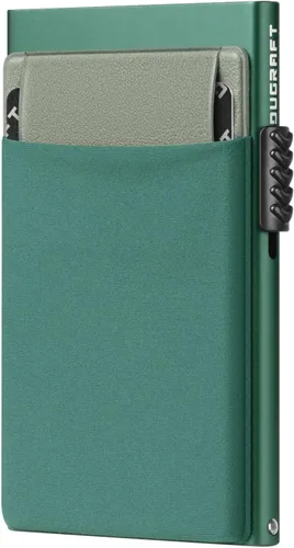 DUGRAFT Tarjetero para tarjetas de crédito con bolsillo para dinero, minimalista, delgado, de aluminio, de metal, para hombres, con bloqueo RFID,