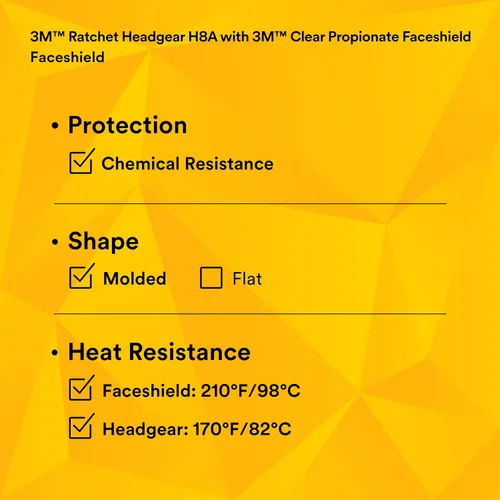 Miniatura 12 de 3M H8A Combinación de Arnés de Cabeza con Trinquete y Visera Protector Facial Transparente, Sistema Completo de Seguridad de Arnés de Cabeza