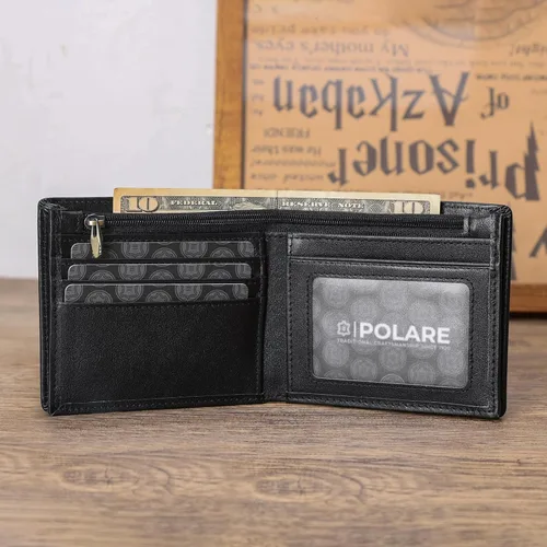Miniatura 13 de Polare - Cartera plegable de piel de caballo loco natural para hombre, con bloqueo RFID