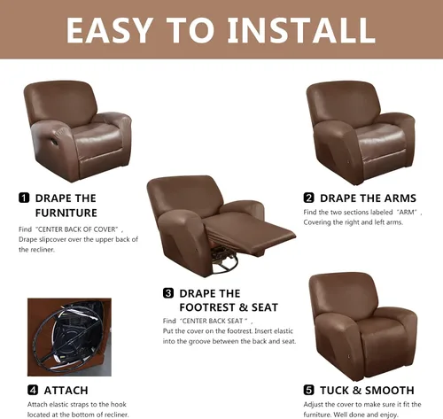 Miniatura 7 de molasofa Fundas de cuero para sillas reclinables, fundas para sillas reclinables grandes para silla reclinable, 4 piezas, fundas lavables que se