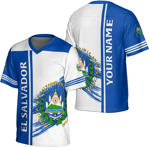 Miniatura 7 de Camiseta de fútbol de El Salvador personalizada de El Salvador Jersey de fútbol de El Salvador para hombres, camisas de El Salvador 3D