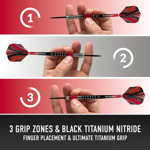Miniatura 4 de Harrows Predator 90% Tungsten Steel Tip Darts Set 21g, 22g, 23g, 24g, 25g & 26g - Includes Ultra Traction Grip, Supergrip Fusion Shafts, Prime