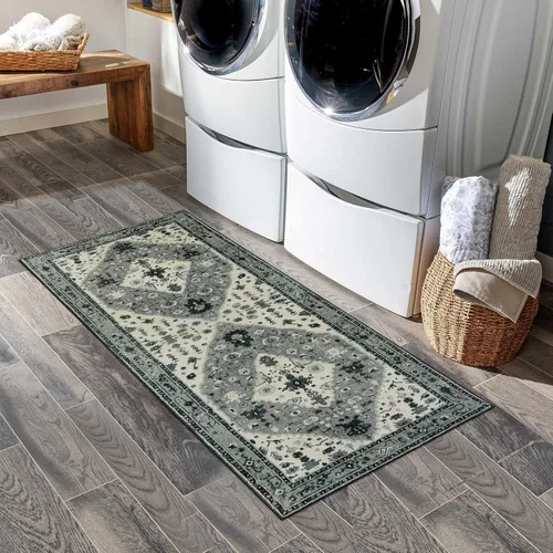 Miniatura 75 de Lahome Alfombra tribal bohemia de 2 x 3 pies, alfombra verde pequeña para entrada, suave, antideslizante, lavable, alfombra de baño bohemia de pelo