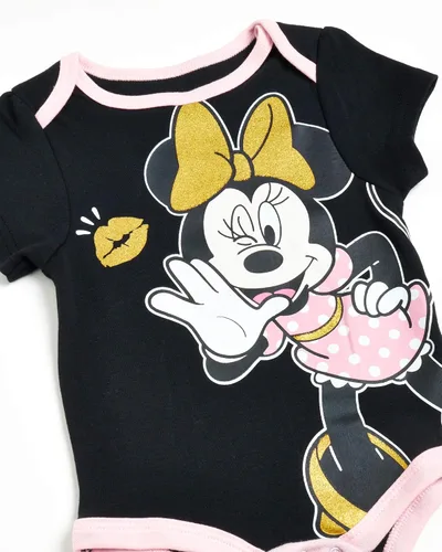 Miniatura 4 de Disney Body de Minnie Mouse para bebés y niñas Paquete de 3 mamelucos de pelo fácil cambio de pañales Multi