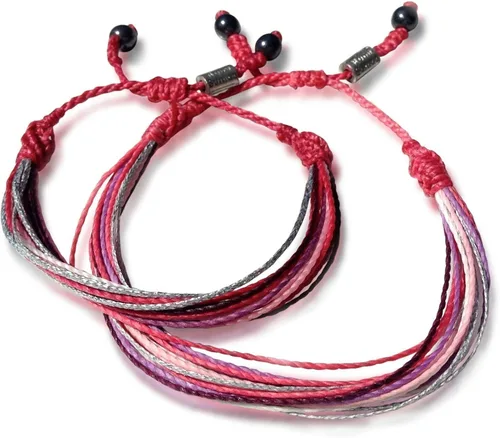 Rumi Sumaq - Pulseras de cuerda estilo surfista para hombres, mujeres y niños — Cordón encerado ajustable con nudo, colores costeros y de playa,