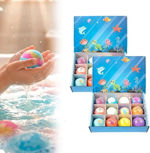 Miniatura 7 de Bombas de baño con caja de bolas de sal de juguete oceánico, regalos de Pascua, rellenos de cesta de Pascua de burbujas, rellenos de huevos de Azul