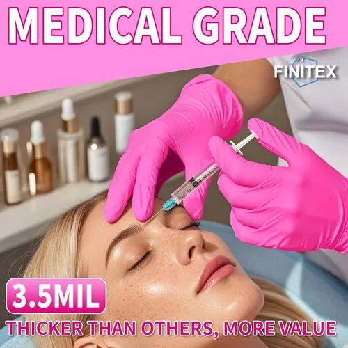 Miniatura 4 de FINITEX Nitrile Disposable Latex-Free Gloves - 3.5mil 100/1000PCS Powder-Free Latex Free Cleaning Medical Exam Food Gloves rosa rojo (pequeño 100)