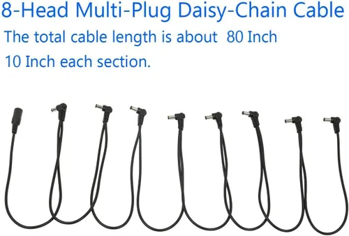 Miniatura 2 de T POWER Pedal de efecto de guitarra 8 vías Daisy Chain Splitter Cord Cable, se adapta a Zoom Roland Behringer Boss Digitech Jim Dunlop Ditto Looper