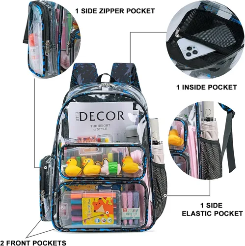 Miniatura 189 de CAMTOP Mochila transparente resistente y transparente para estudiantes, escuela, trabajo, festival, viajes, deportes, Beige, Mediana, Camtop Mochila