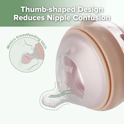 Miniatura 3 de haakaa Gen.3 Biberón de vidrio natural de 4.2 onzas fluidas – Cuello ancho, pezón anticólicos de flujo lento, fácil de limpiar, 0 M+ bebés