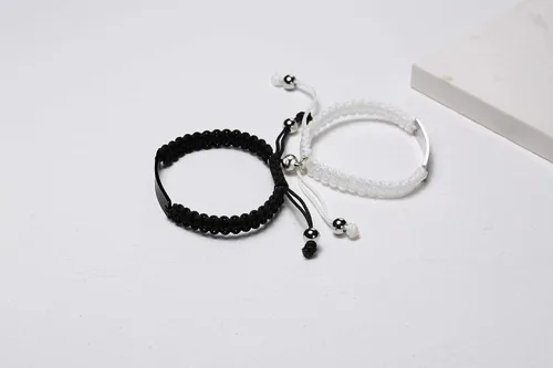 Miniatura 5 de XUANPAI Engraved Handmade Matching Couples Rope Braided ID Bracelets Set Anniversary Personalized Gift for Him and Her