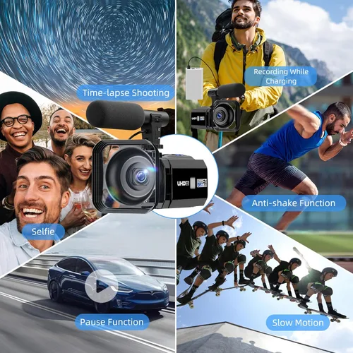 Miniatura 6 de Videocámara Camcorder 5K, Cámara de Vlogging de Doble Lente para YouTube, Pantalla Táctil WiFi Rotatoria de 3" 270°, 56MP
