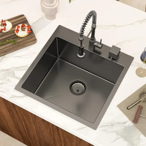 Miniatura 17 de Black Bar Sink Drop in 13x15 Inch Topmount Single Bowl Kitchen Sink Handmade T304 Stainless Steel Wet Bar Sink Outdoor RV Handmade Small Prep Sink