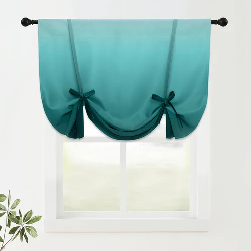 Miniatura 132 de COSVIYA Cortinas 100% Opacas Azul Degradado con Lazos Ajustables para Cocina Aislamiento Térmico Oscurecimiento de Habitación Cenefa con Bolsillo