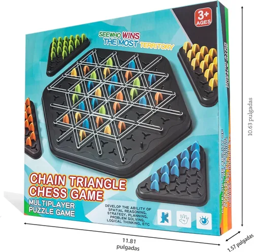 Miniatura 5 de Juego de Ajedrez Triangular en Cadena, Juego de Geoplano con Bandas de Goma, Juegos de Mesa de Estrategia, Juegos Nocturnos Familiares para Niños