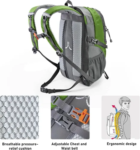 Miniatura 2 de N NEVO RHINO Mochila de senderismo 20L resistente al agua, mochila de día ligera para viajes, mochila pequeña para hombres y mujeres