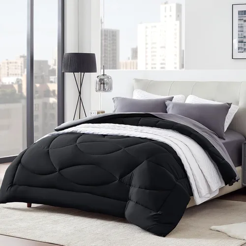Miniatura 2 de SLEEP ZONE - Juego de edredón reversible y refrescante tamaño matrimonial, relleno alternativo suave, transpirable y cálido para todo el año, lado A
