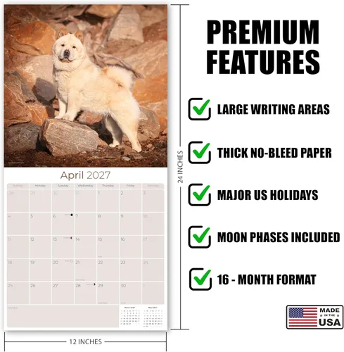 Miniatura 5 de Calendario Chow Chow 2025 2026 – Calendario mensual de pared de raza de perro – 12 x 24 pulgadas abierto – Papel grueso sin sangrado – Regalar