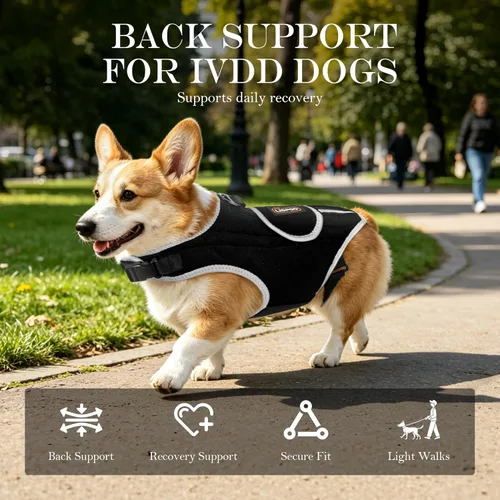 Miniatura 2 de Soporte de espalda para perro para IVDD, soporte espinal de apoyo completo con soportes metálicos para enfermedades del disco, alivio del dolor