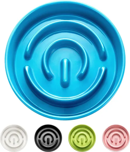 Miniatura 8 de Cuencos de cerámica para perros de alimentación lenta, 2.0 tazas de comedero lento para perros medianos y grandes, cuenco de laberinto de Blanco