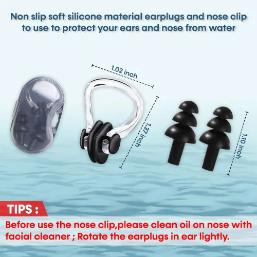 Miniatura 3 de 5in1 Soft Silicone Swim Training Fins Set for Lap Swimming with Earplugs Noseclip Phone Pouch and Travel Mesh Bag, Short Blade Floating Flippers for