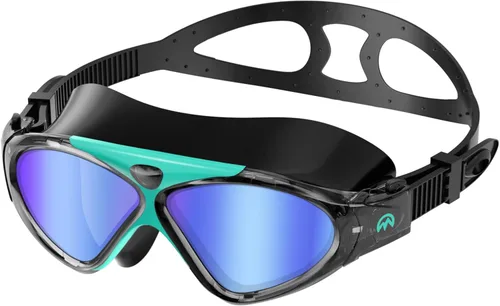 OutdoorMaster Máscara de natación - Máscara de natación de visión amplia y gafas antivaho impermeable Espejo Bg-azul