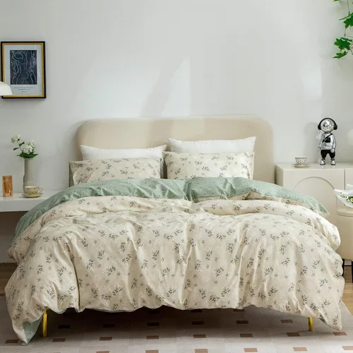 Miniatura 17 de Juego de ropa de cama individual 100% microfibra cepillada chic con flores, 3 piezas - Funda de edredón y 2 fundas de almohada con cierre