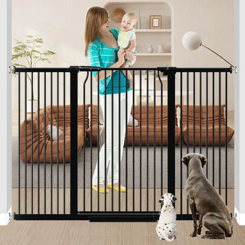 Miniatura 13 de Puerta de bebé extra alta de 40.55" para escaleras - 40.6"-54.7" de ancho 1.37" de espaciado ultra estrecho Puerta extra ancha para gatos y perros