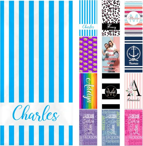 Miniatura 41 de Toallas de playa personalizadas para adultos y niños con nombres, toallas de playa personalizadas para hombres y mujeres, toalla de baño