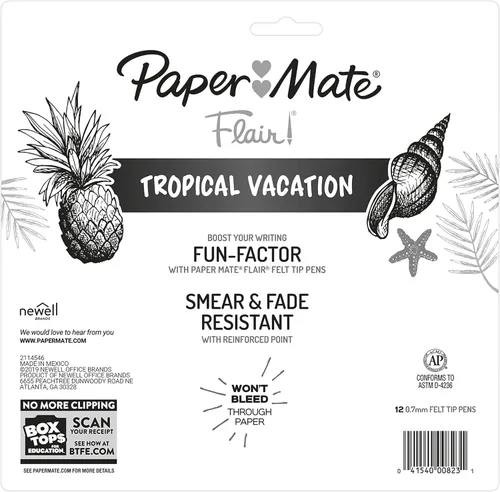 Miniatura 7 de Paper Mate Flair rotuladores de punta de fieltro, punta media (0.028 pulgadas / 0.7 mm), colores tropicales y clásicos, 12