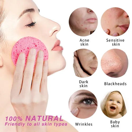 Miniatura 4 de 50 esponjas faciales comprimidas, esponjas faciales de celulosa blanca GAINWELL 100% naturales, esponjas cosméticas de spa para limpieza facial
