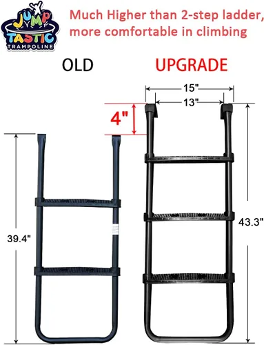 Miniatura 3 de JumpTastic - Escalera de trampolín universal, accesorios de escalera de 3 escalones, antideslizante, escalón ancho, fácil montaje